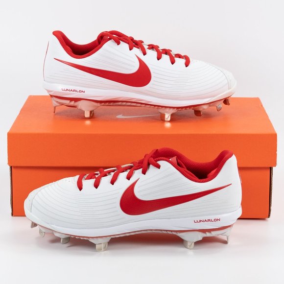 Nike Women's Lunar Hyperdiamond 3 Pro 'White Red' CD0110-1067 Softball Cleats - Picture 9 of 11